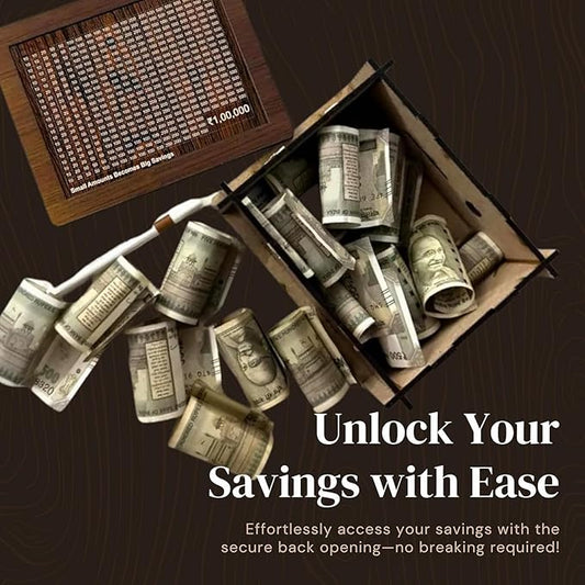 100000/- Savings Wooden Piggy Bank for Kids & Adults