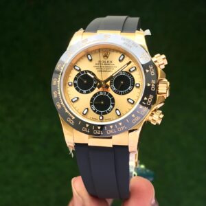 Rolex Daytona Cosmographs Yellow Gold Dial & Black Rubber Strap Japanese Master Quality Automatic Men’s Watch