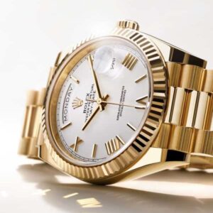 Exclusive Rolex Day Date 41 Gold Tone White Dial Japanese Automatic Mens Watch