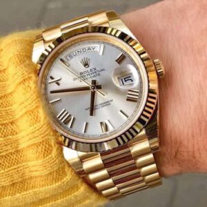 Exclusive Rolex Day Date 41 Gold Tone White Dial Japanese Automatic Mens Watch