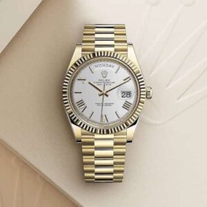 Exclusive Rolex Day Date 41 Gold Tone White Dial Japanese Automatic Mens Watch
