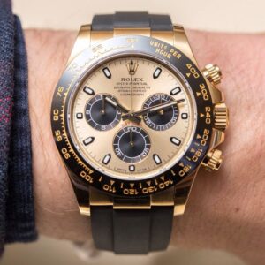 Rolex Daytona Cosmographs Yellow Gold Dial & Black Rubber Strap Japanese Master Quality Automatic Men’s Watch